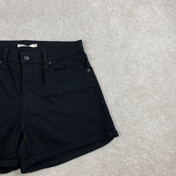Levi Mid Length Black Denim Women’s Jean Shorts Size 30 - Picture 7 of 13